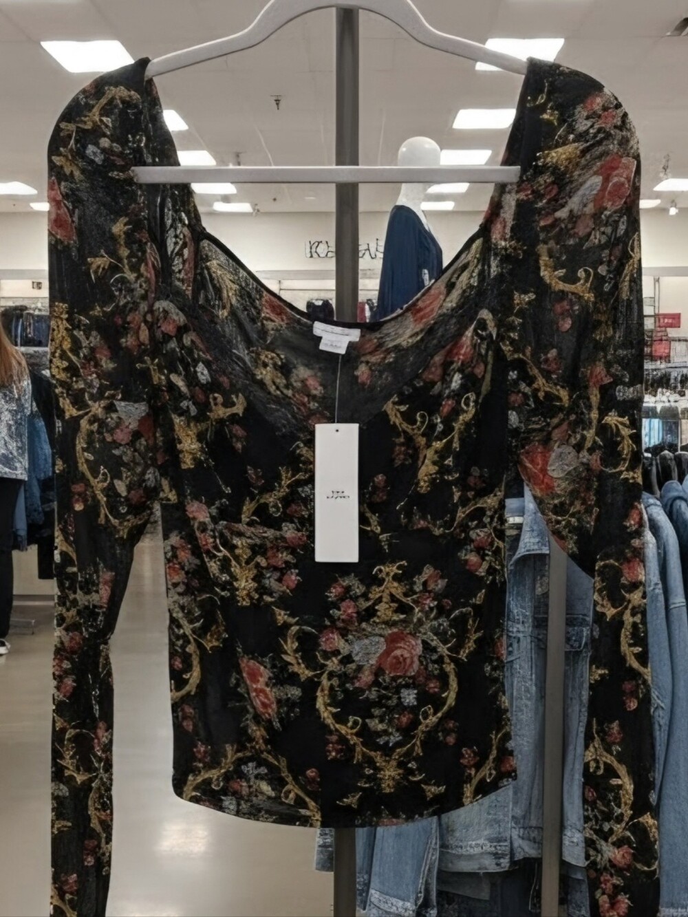 Urban Outfitters Floral Long Sleeve Blouse in Black & Red XL NWT
